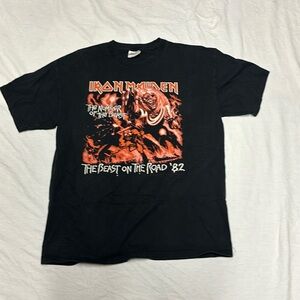 Iron Maiden The Number of the Beast Thr Beasts on The Road ‘82  T-Shirt